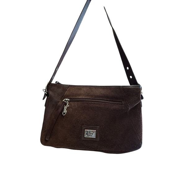 Vintage Sharif Studio Brown Suede Leather Shoulder Bag Whimsigoth 90s Y2K - Picture 4 of 7
